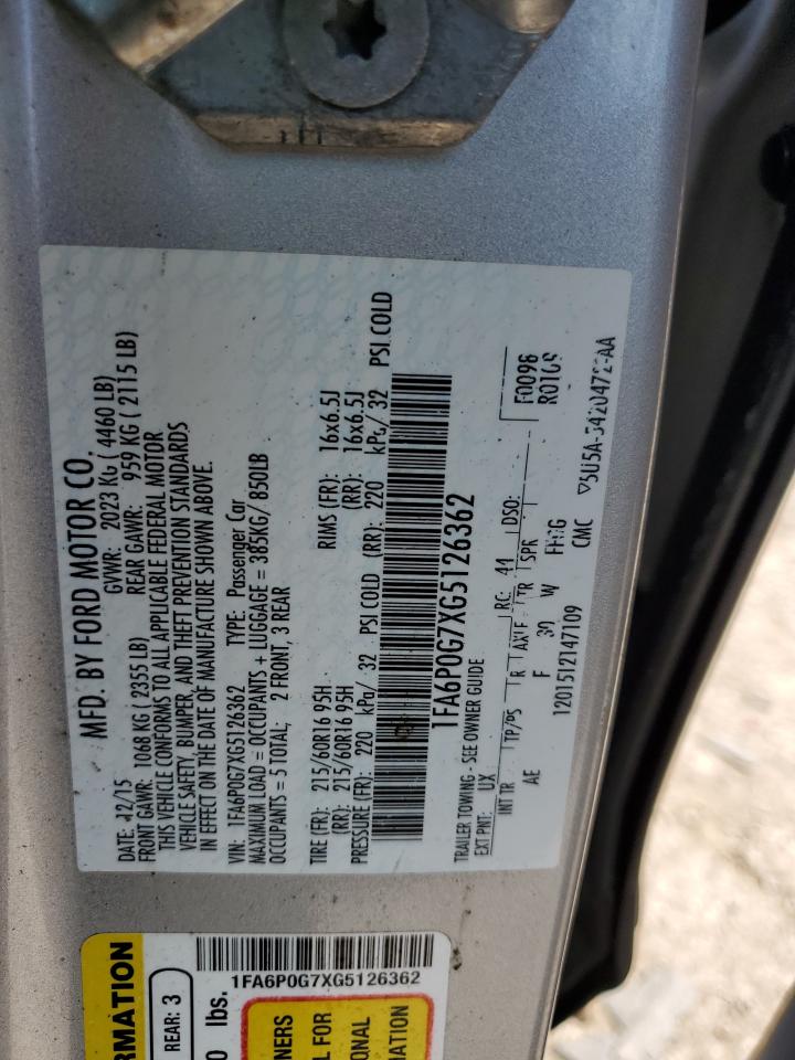 1FA6P0G7XG5126362 FORD FUSION 2016