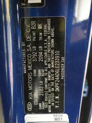 3KPF24AD6LE233910 KIA FORTE FE