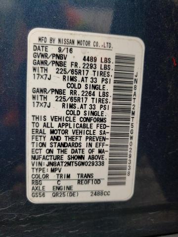 JN8AT2MT5GW029338 Nissan ROGUE S
