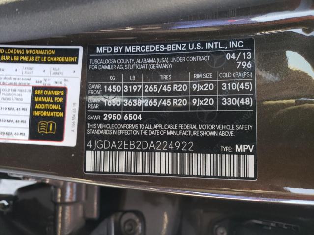 VIN 4JGDA2EB2DA224922 2013 Mercedes-Benz ML-Class, ... no.12