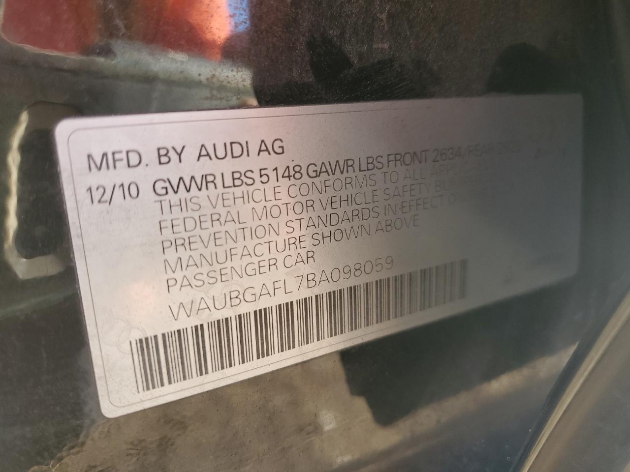 WAUBGAFL7BA098059 2011 Audi S4 Premium Plus