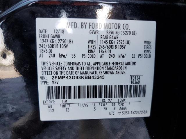 2FMPK3G93KBB43245 Ford EDGE SE