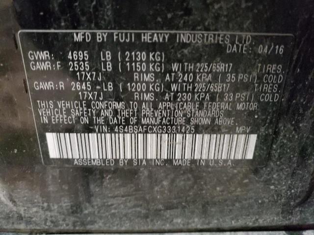 2016 SUBARU OUTBACK - 4S4BSAFCXG3331425