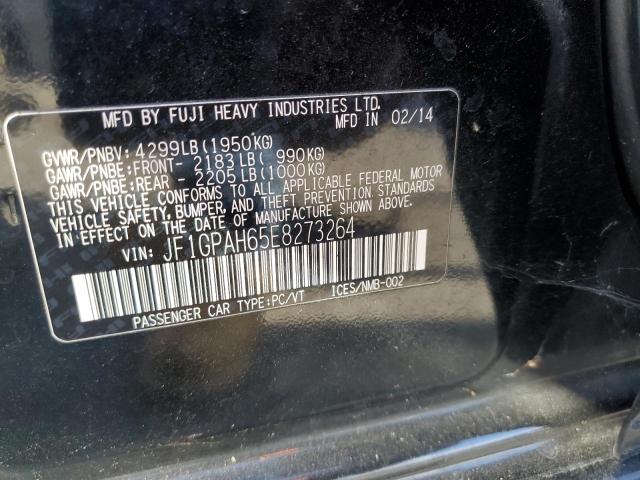 VIN: JF1GPAH65E8273264 Auction: COPART Lot: 68266073 Location: CA - MARTINEZ JF1GPAH65E8273264 SUBARU IMPREZA 2014 BLACK Photo 12