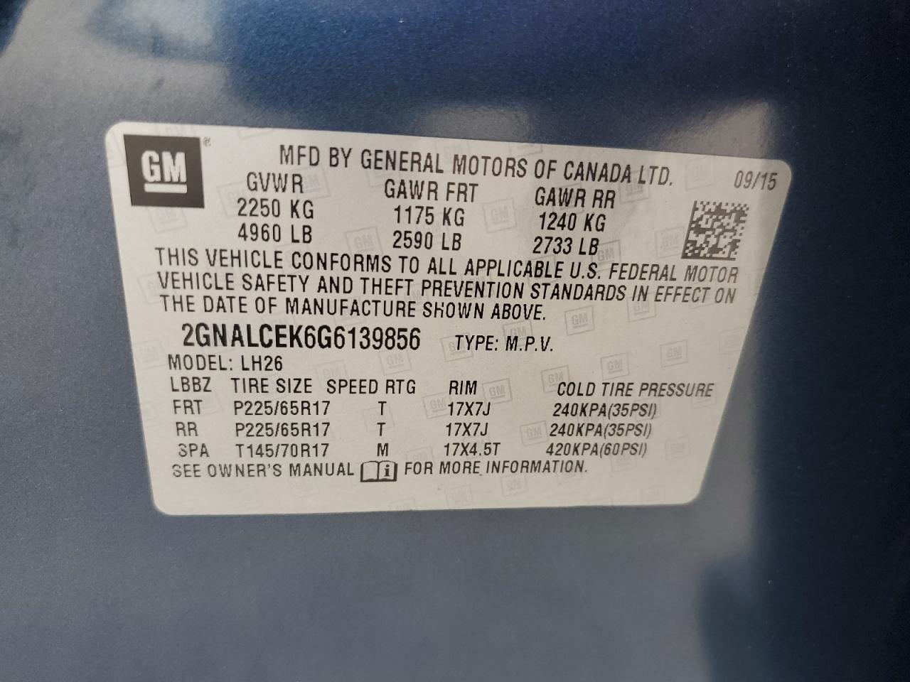 2GNALCEK6G6139856 CHEVROLET EQUINOX 2016