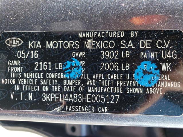 3KPFL4A83HE005127 KIA FORTE EX