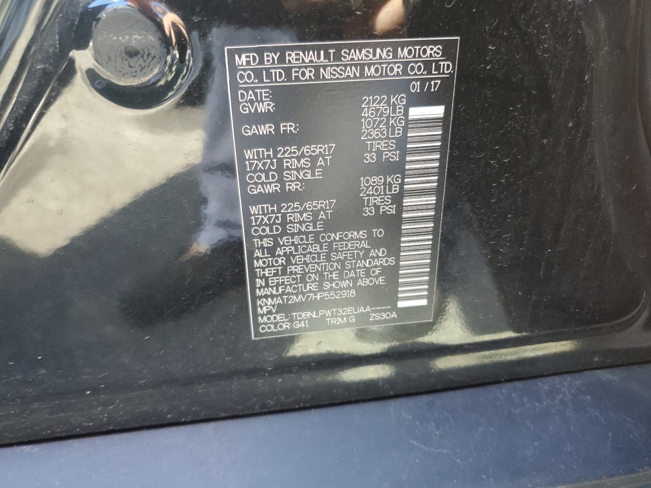 KNMAT2MV7HP552918 NISSAN ROGUE 2017