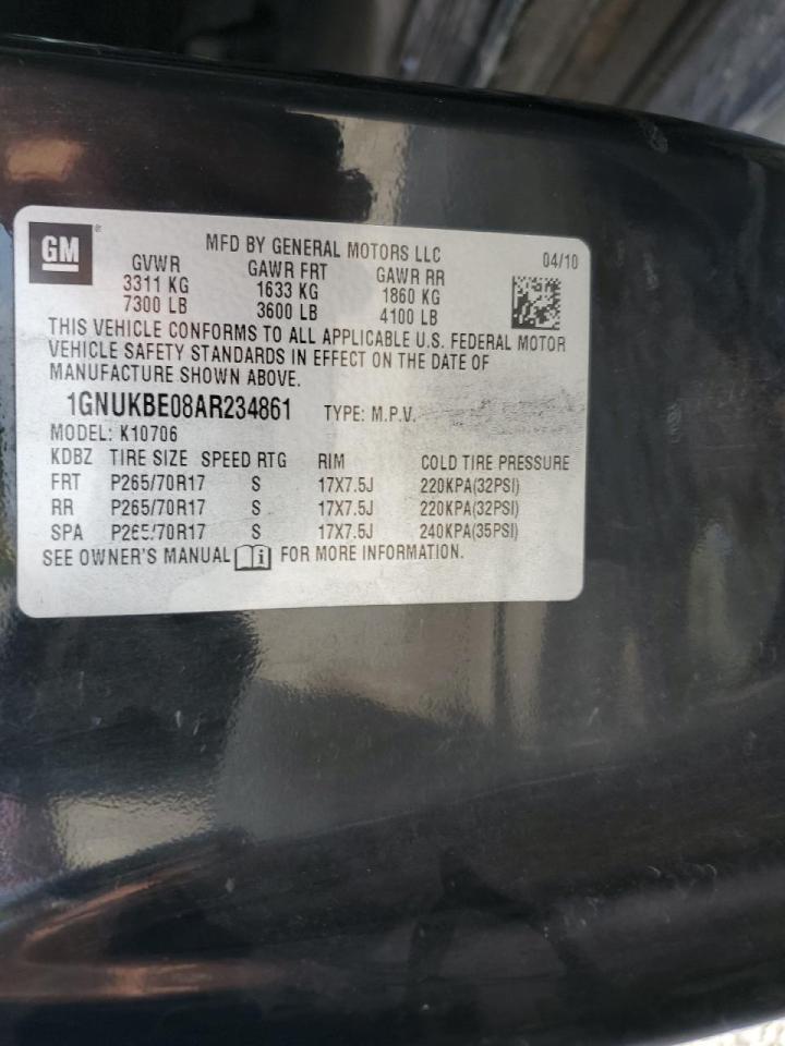 1GNUKBE08AR234861 2010 Chevrolet Tahoe K1500 Lt