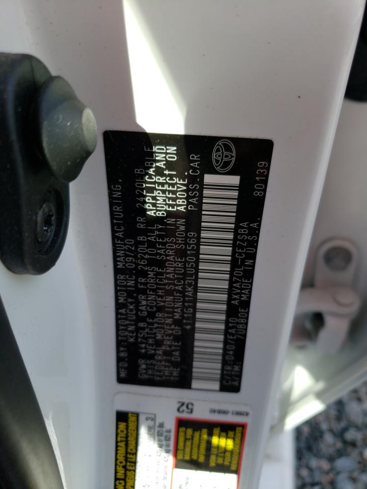 4T1G11AK3LU501569 TOYOTA CAMRY 2020