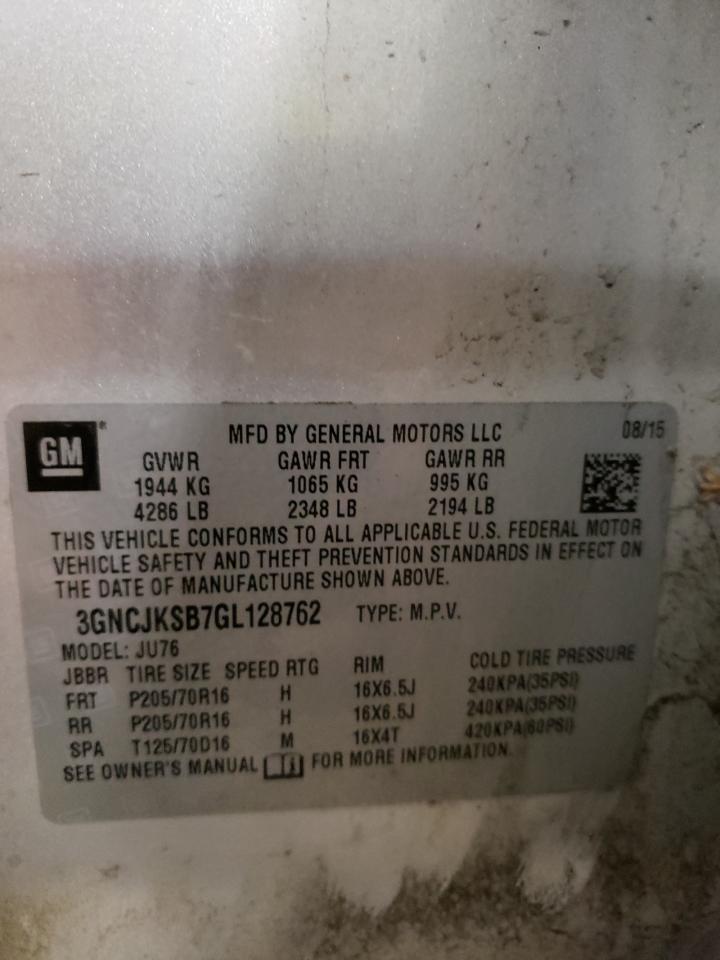 3GNCJKSB7GL128762 CHEVROLET TRAX 2016