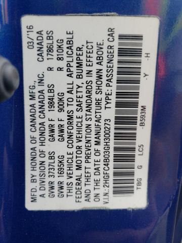 2HGFC4B03GH300273 Honda Civic Lx