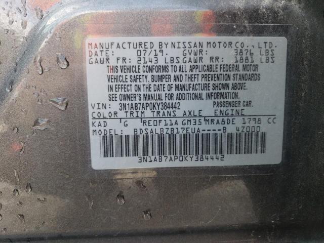 3N1AB7AP0KY384442 Nissan Sentra S 10