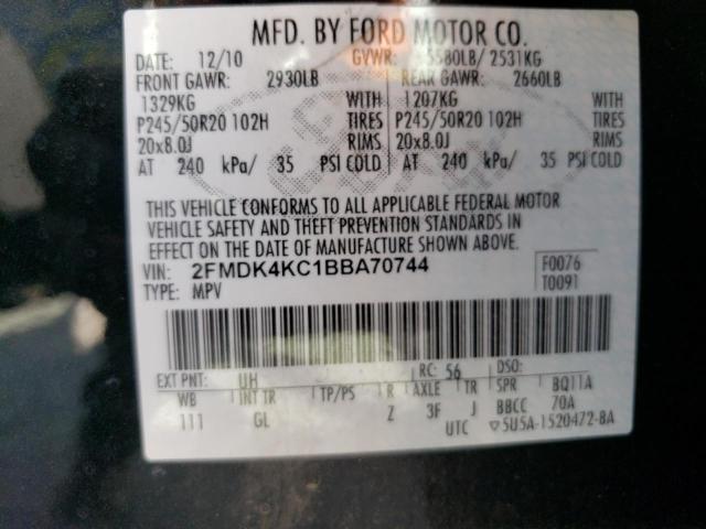 2FMDK4KC1BBA70744 2011 FORD EDGE, photo no. 13