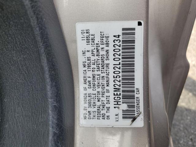 1HGEM22502L020234 2002 Honda Civic Lx