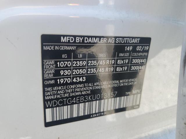 WDCTG4EB3KU013857 Mercedes-Benz GLA 250