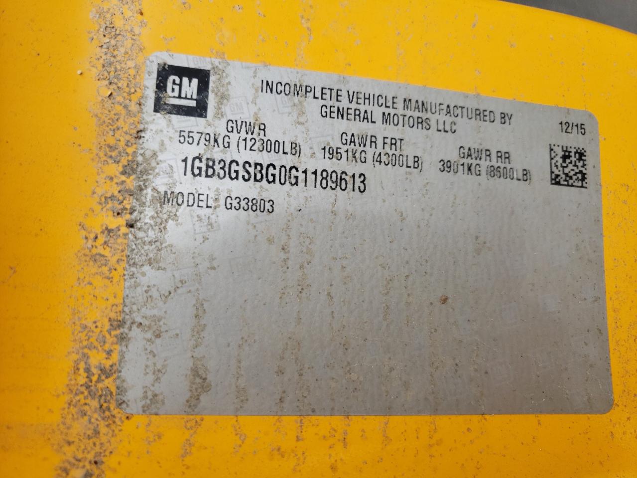 1GB3GSBG0G1189613 CHEVROLET EXPRESS 2016