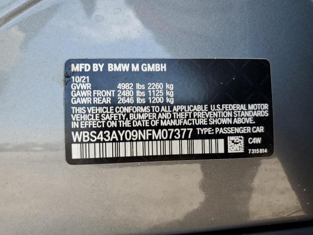 2022 BMW M3 COMPETI WBS43AY09NFM07377