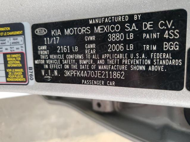 3KPFK4A70JE211862 KIA FORTE LX