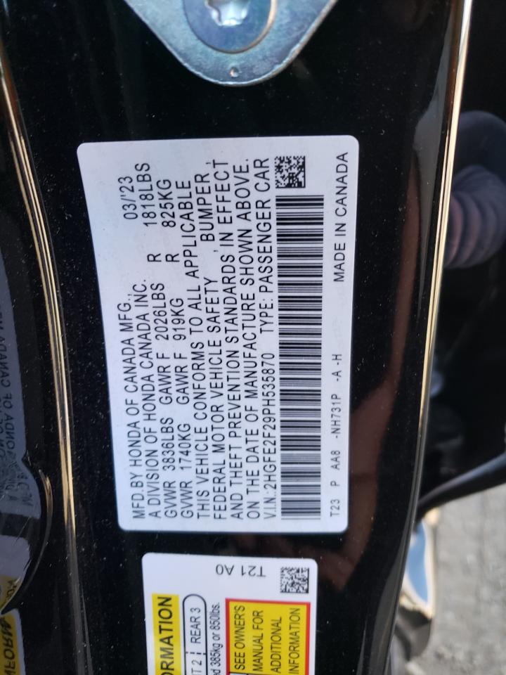 2HGFE2F29PH535870 HONDA CIVIC 2023