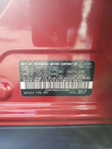 JA4AP4AW9HZ048060 Mitsubishi Outlander Sport Sel