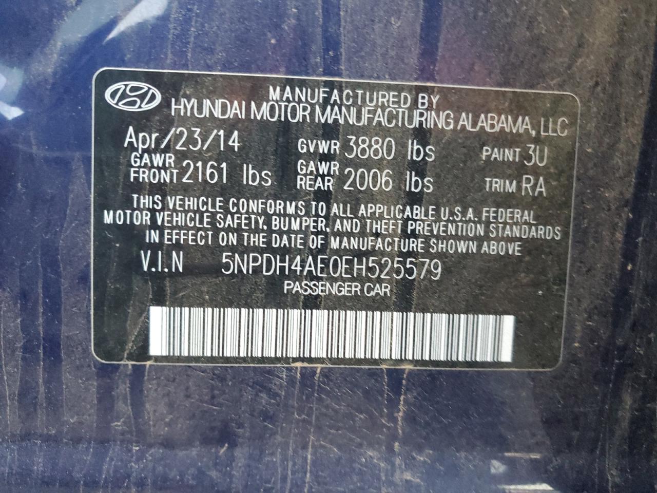 5NPDH4AE0EH525579 2014 Hyundai Elantra Se