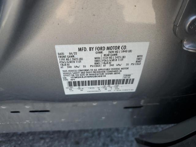 2022 FORD EXPLORER T - 1FMSK8JH9NGB36918
