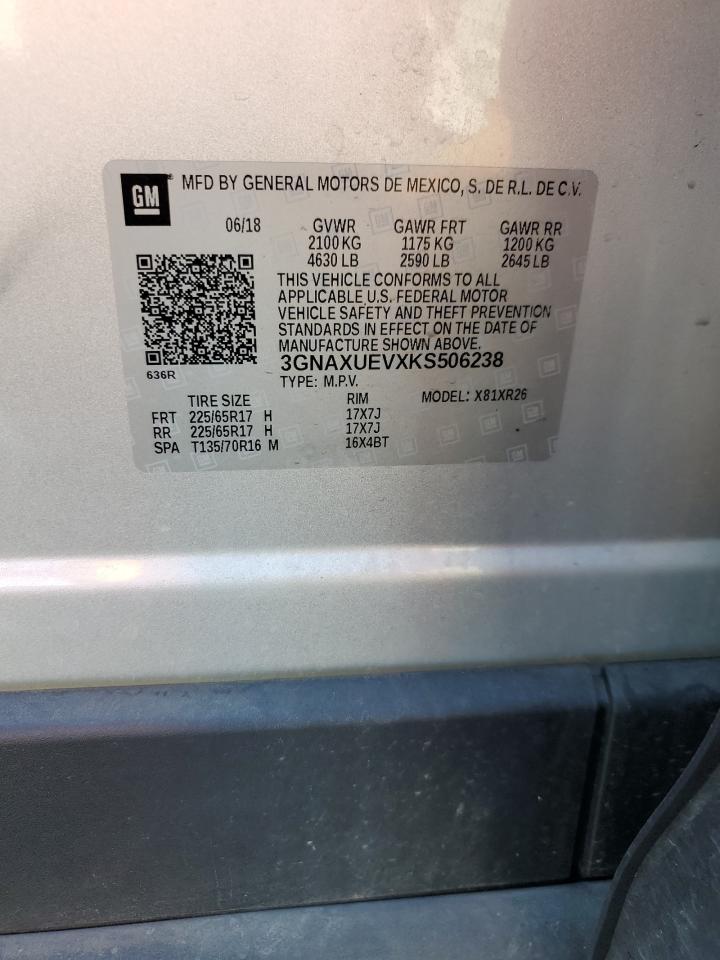 3GNAXUEVXKS506238 CHEVROLET EQUINOX 2019