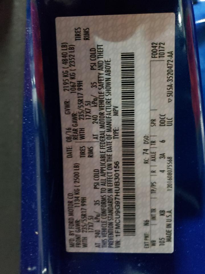 1FMCU9G97HUB30156 FORD ESCAPE 2017