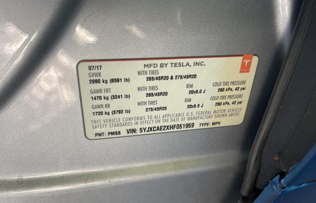 5YJXCAE2XHF051959 Tesla MODEL X