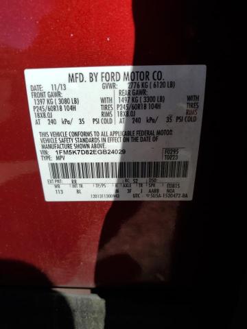1FM5K7D82EGB24029 Ford EXPLORER XLT