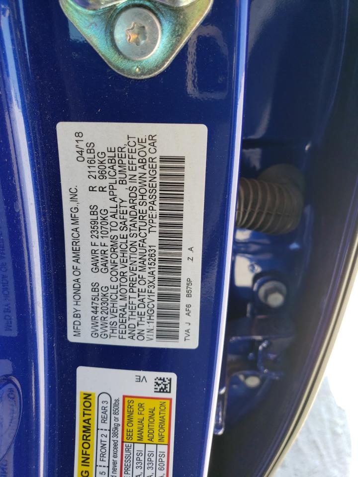 1HGCV1F3XJA152631 HONDA ACCORD 2018