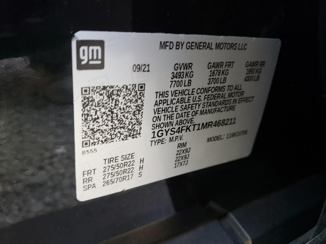 1GYS4FKT1MR468211 CADILLAC ESCALADE 2021