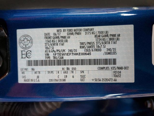 1FTEW1EF7HKE00645 Ford F150 Supercrew