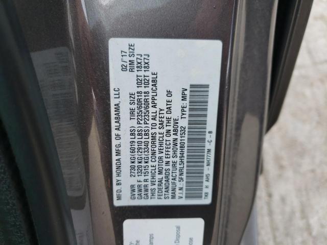 5FNRL5H94HB011532 2017 HONDA ODYSSEY, photo no. 14