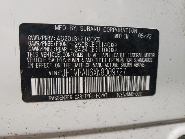 2022 SUBARU WRX GT JF1VBAU6XN8009727