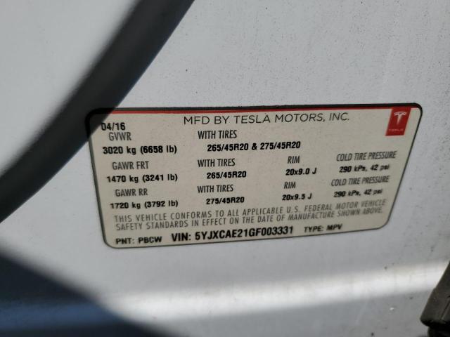 5YJXCAE21GF003331 Tesla MODEL X