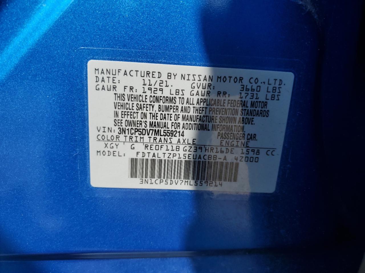 3N1CP5DV7ML559214 NISSAN KICKS 2021