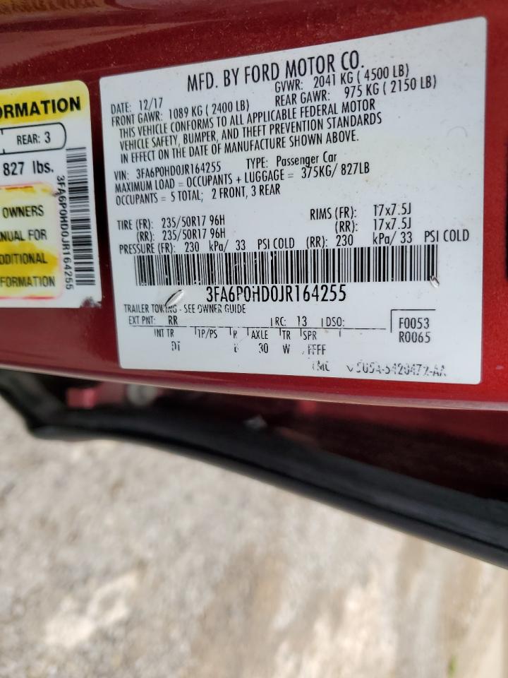 2018 Ford Fusion Se vin: 3FA6P0HD0JR164255