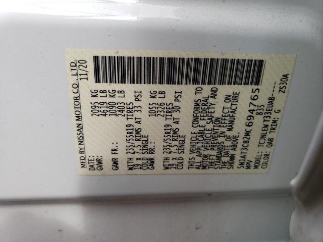 5N1AT3CB2MC694765 Nissan Rogue Sl