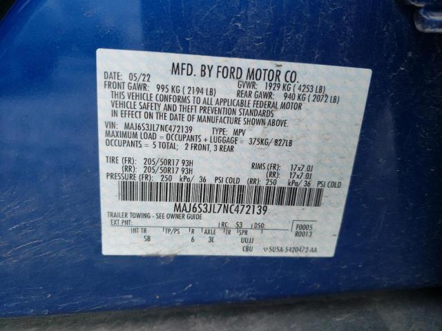 MAJ6S3JL7NC472139 Ford Ecosport Ses