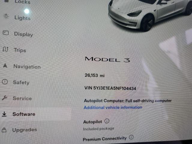 5YJ3E1EA5NF104434 Tesla MODEL 3