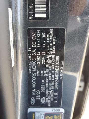 3KPF24ADXME310389 KIA FORTE FE