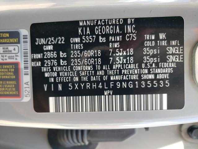 5XYRH4LF9NG135535 | 2022 KIA SORENTO EX