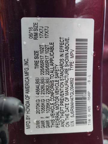 5J6RM4H47GL094892 Honda CR-V SE