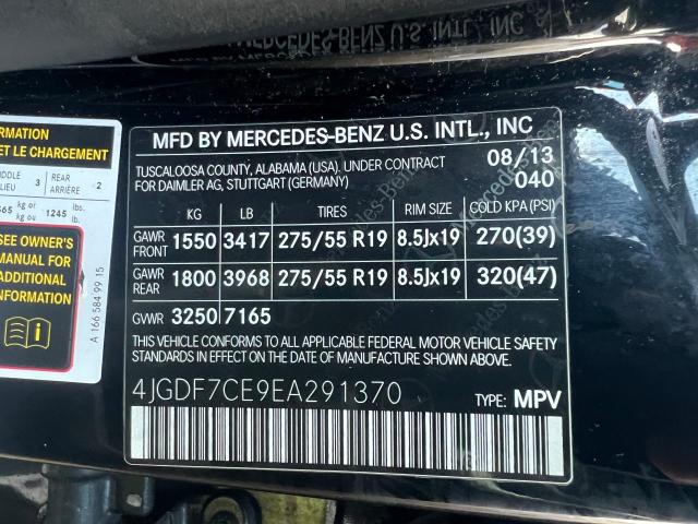 VIN 4JGDF7CE9EA291370 2014 Mercedes-Benz GL-Class, ... no.10