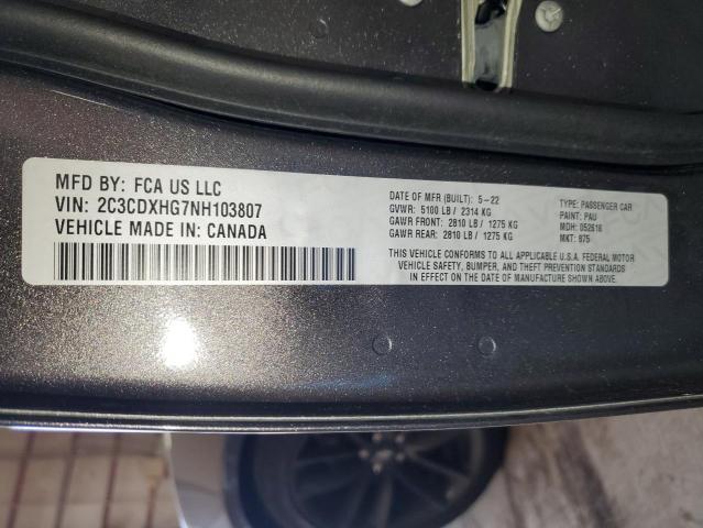 2C3CDXHG7NH103807 Dodge CHARGER GT
