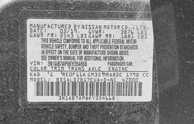 3N1AB7AP8KY354668 Nissan SENTRA S