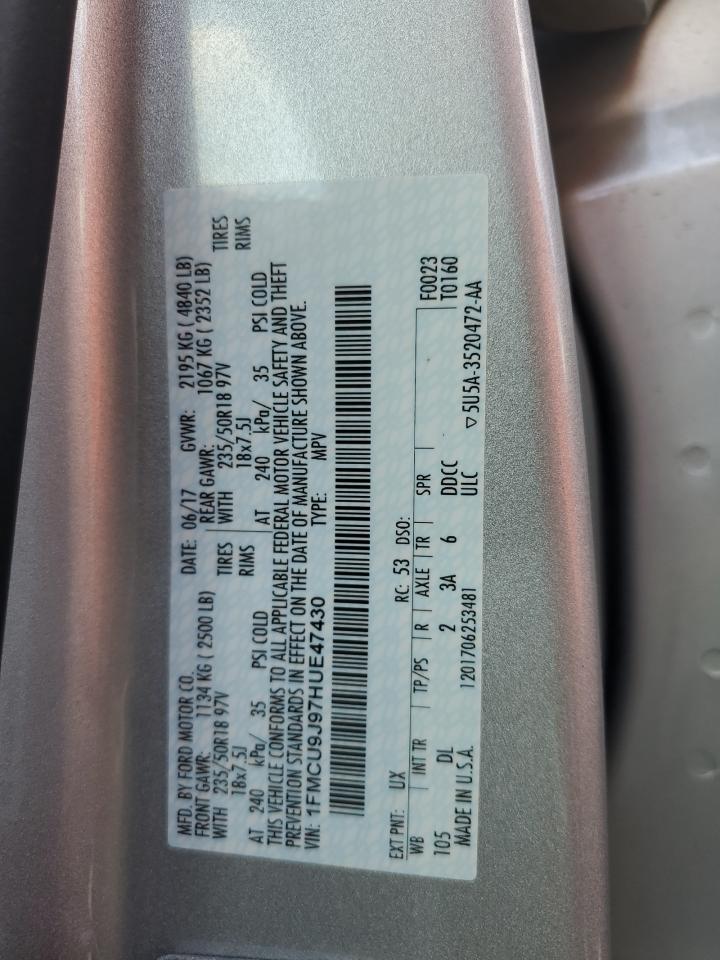 1FMCU9J97HUE47430 FORD ESCAPE 2017