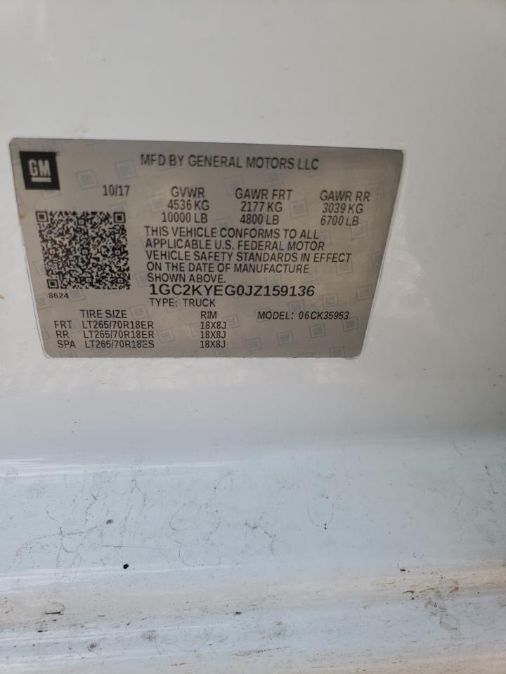 1GC2KYEG0JZ159136 CHEVROLET ALL Models 2018