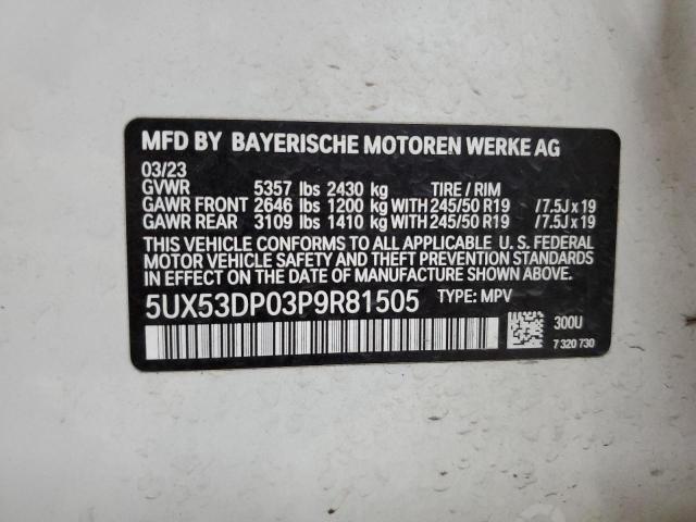 5UX53DP03P9R81505 BMW X3 XDRIVE3 13